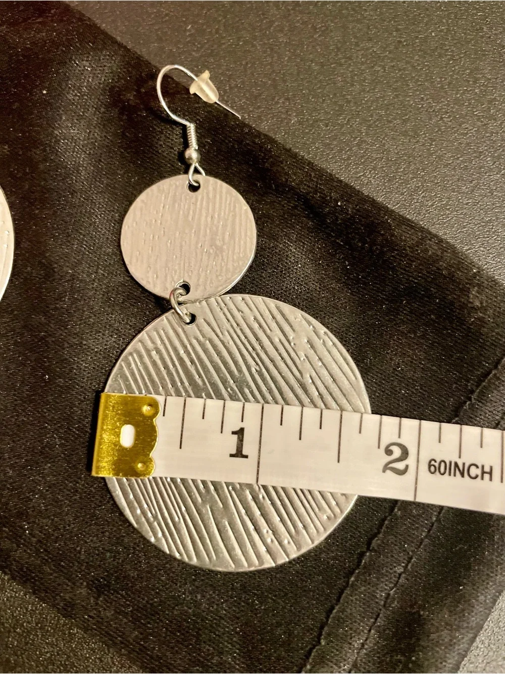 Silver-Metal Tone Textured Disc Drop Earrings - Women's Jewelry